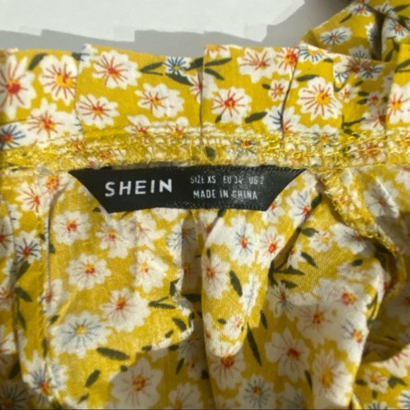 Shein Floral Print Halter Yellow Dress - Picture 6 of 9